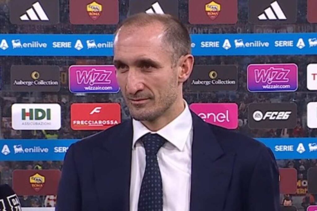 Chiellini nel pre partita di Roma-Juve
