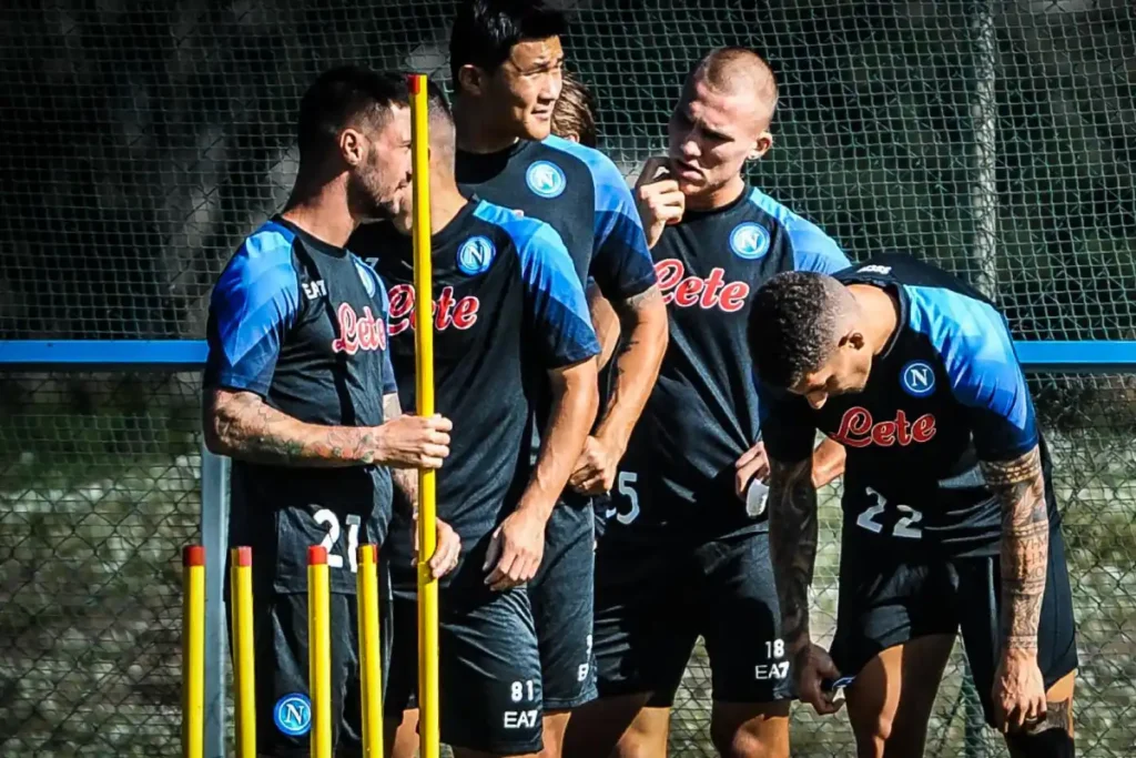 Ostigard Kim e Politano in allenamento col Napoli
