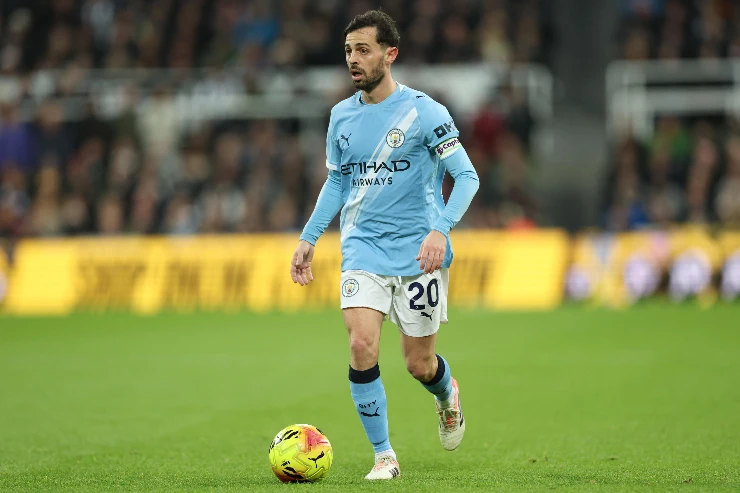 Bernardo Silva, centrocampista del Manchester City, nel corso del match contro il Newcastle