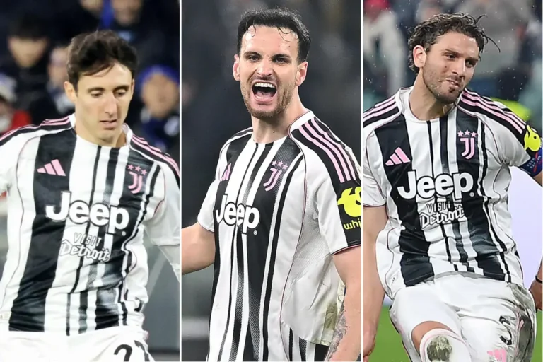 Giocatori della Juventus Cambiaso, Gatti e Locatelli in divisa bianconera durante una partita