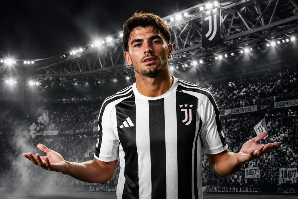 Brahim Díaz con la maglia della Juventus nello stadio dell'Allianz