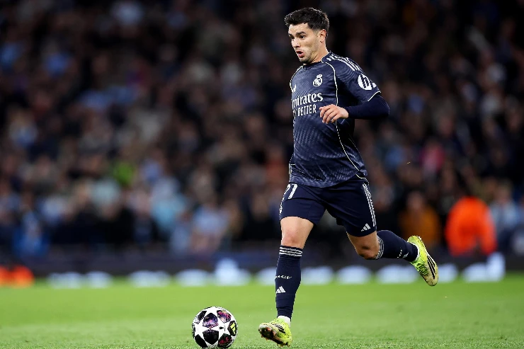 Brahim Diaz, attaccante del Real Madrid, nel corso del match di Champions League contro il Manchester City