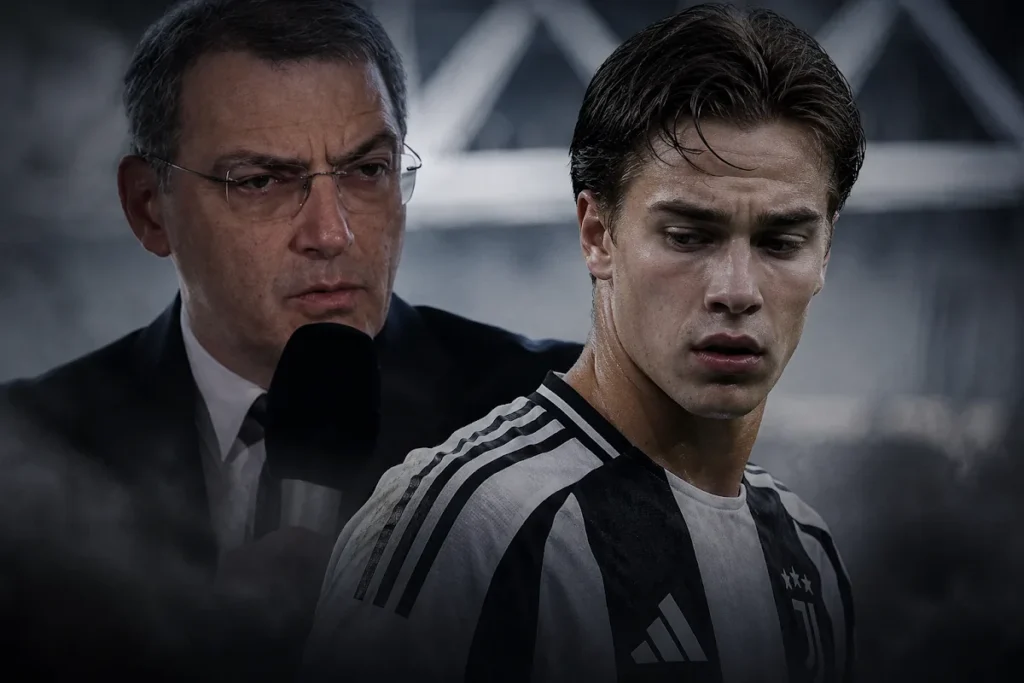 Damien Comolli e Kenan Yildiz della Juventus in divisa bianconera
