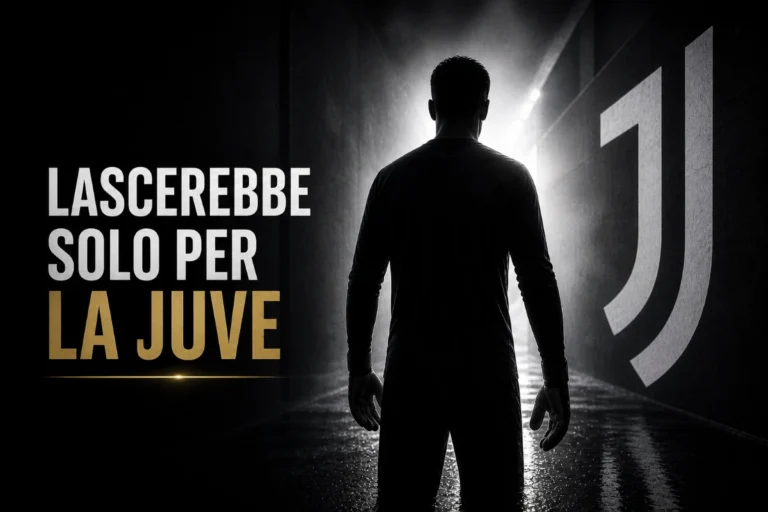 De Gea e lo stemma della Juventus con il testo 'Lacerebbe solo per la Juve'
