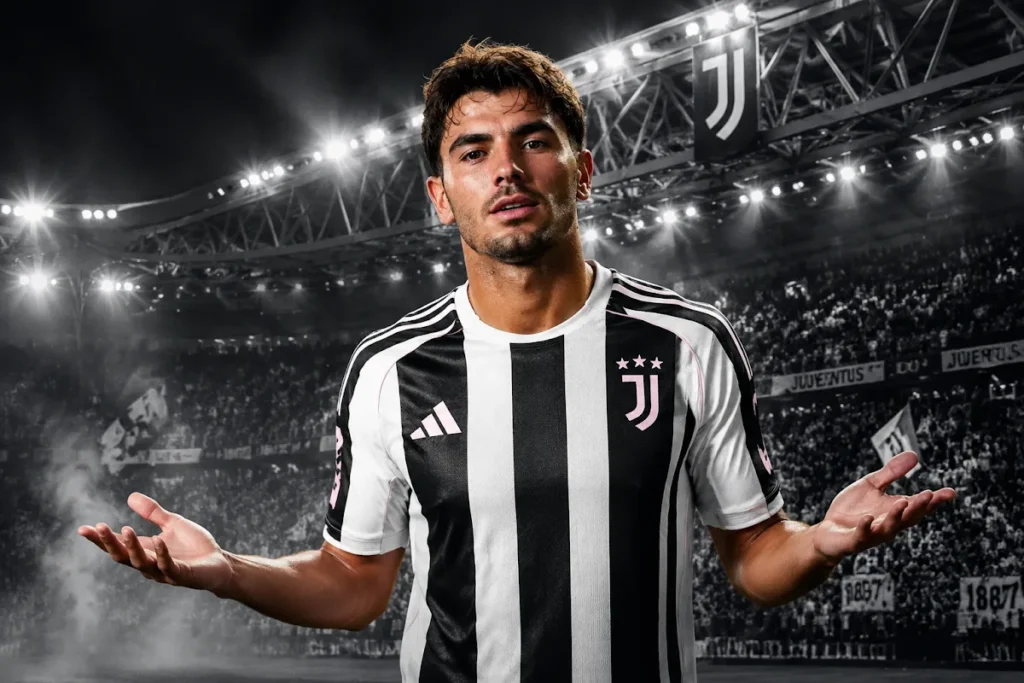 Brahim Diaz in maglia bianconera durante una partita allo stadio