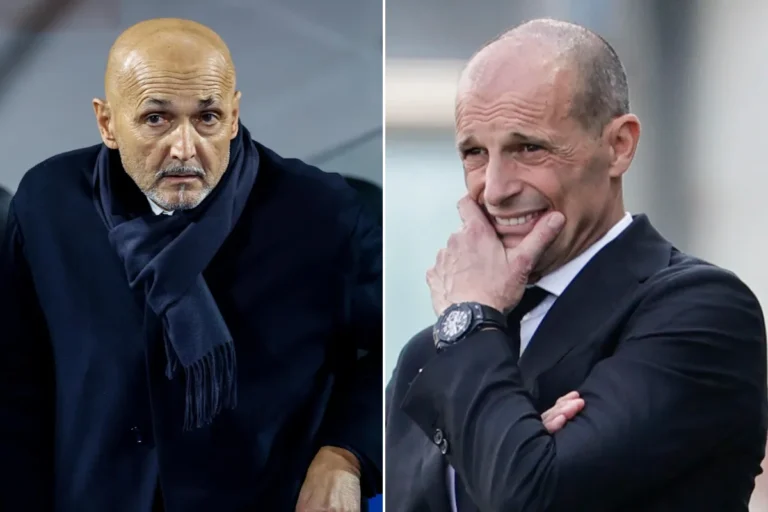 Luciano Spalletti in panchina con sciarpa blu, espressione seria durante una partita di Serie A