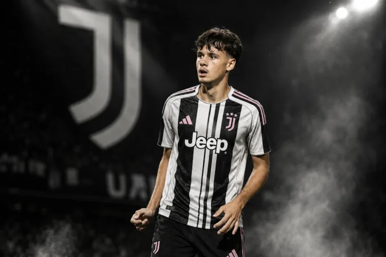 Alajbegovic in maglia Juventus Adidas con sponsor Jeep durante una partita